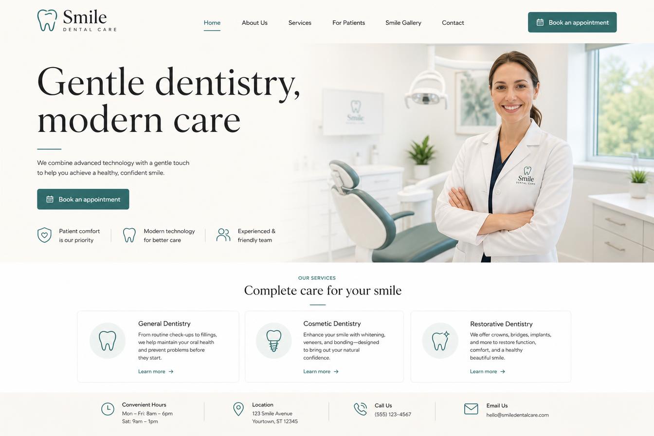 Redesigned dental clinic website demo concept — after