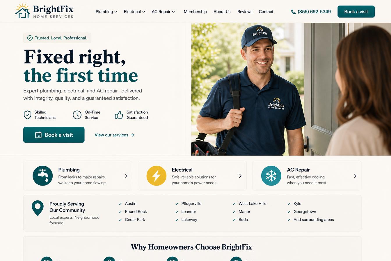 BrightFix Home Services website demo concept